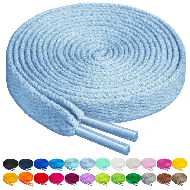 Birch Shoelaces in 27 Colors Flat 5/16" Shoe Laces in 4 Different Lengths (45.5" (115cm), Cove Blue) - Image 1